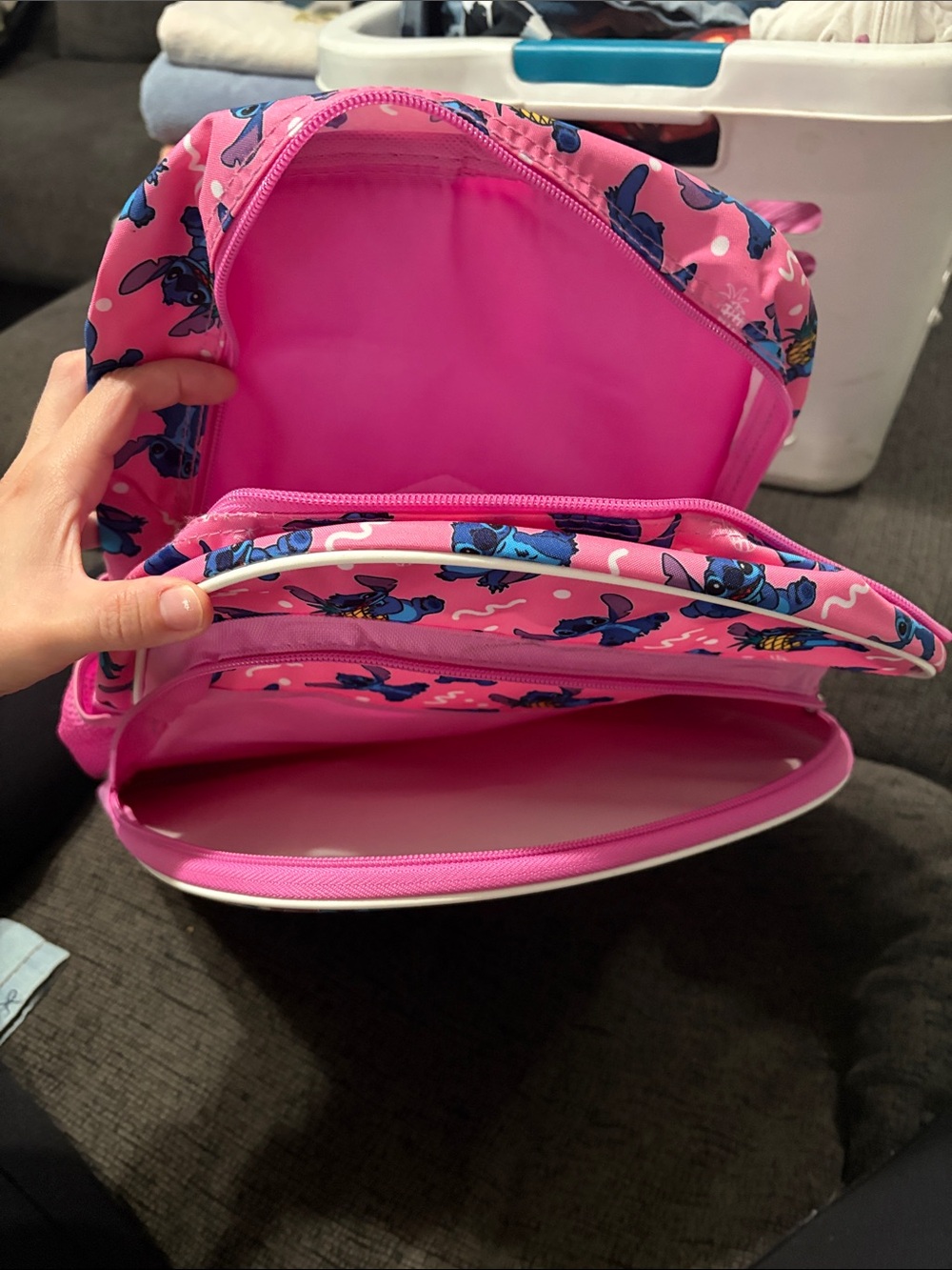 Disney Pink & Blue Stitch Kids Backpack with Holographic Accent - Picture 4 of 4